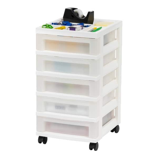 slide 2 of 6, 5-Drawer Storage Cart White/Pearl