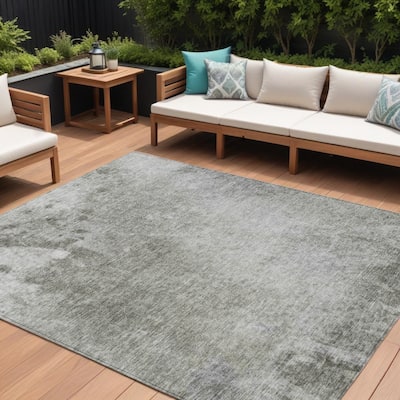 Alx Contemporary Abstract Weather Resistant Blended Style Outdoor Rug
