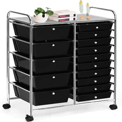 15 Drawer Storage Drawer Cart - 14.5"D x 25"W x 34.5"H