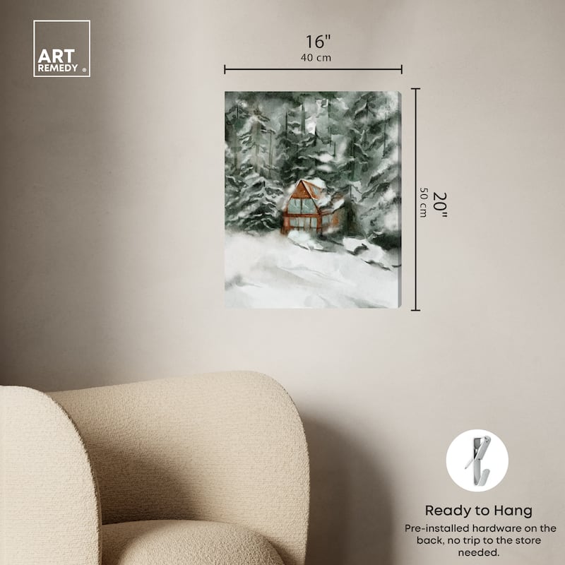 Art Remedy Winter In December Gallery Wrapped Landscape 1 Piece Canvas Wall Art Watercolor Style