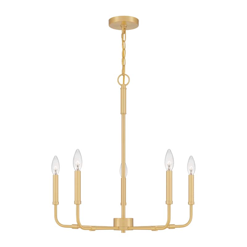 Quoizel Abner Steel 5-light Chandelier - Aged Brass - 25.25 H x 24 W x 24 D