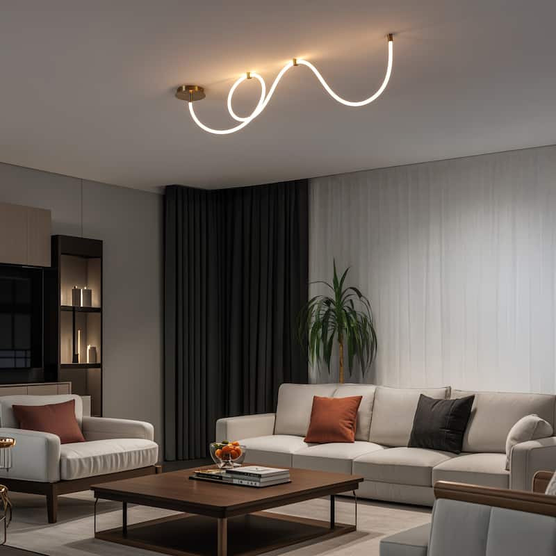 Adjustable Silicone Neon Rope LED Flush Mount, Dimmable, By JONATHAN Y