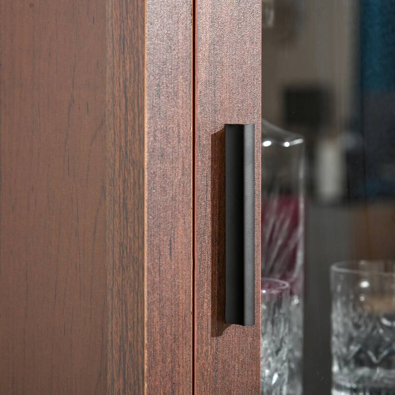 HOMCOM Wine Cabinet Bar Display Cupboard with Glass Door and 3 Storage Compartment for Home Bar - N/A