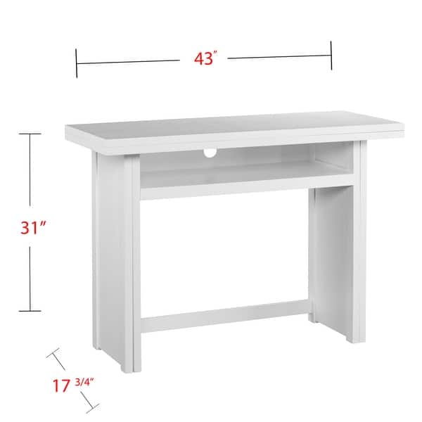 dimension image slide 1 of 2, SEI Furniture Kleberg White Convertible Console to Dining Table