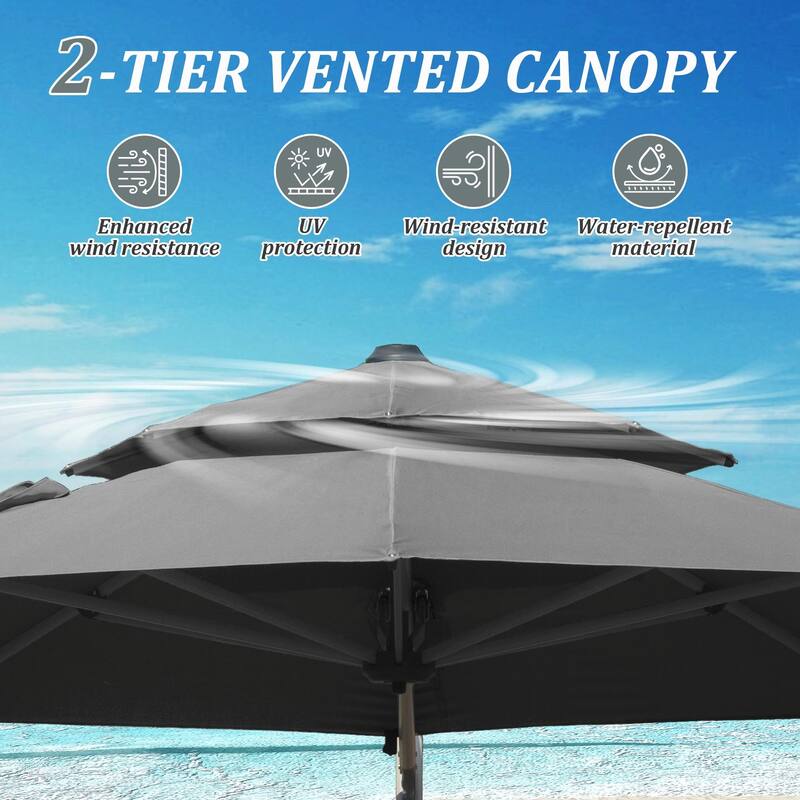 Aluminum Patio Umbrella - 360° Rotation, Hydraulic Lift