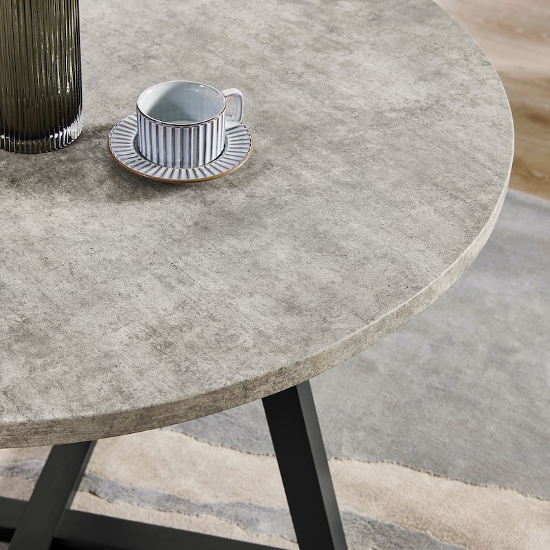 Roundhill Furniture Edo Round Dining Table, Trestle Base