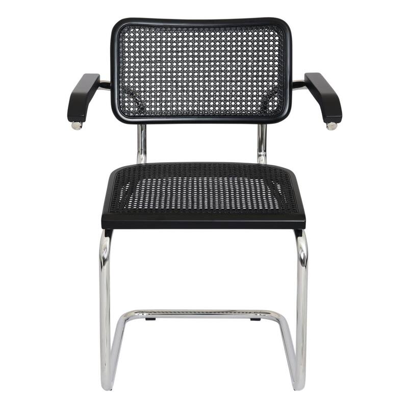Breuer Chair Company Marcel Breuer Cesca Cane Cantilever Armchair Arm Chair w/ Chrome Steel Frame (Various Wood & Cane Colors)