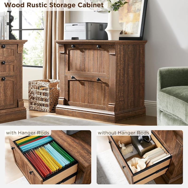 Farmhouse File Cabinet, Wood Lateral Filing Cabinet, Storage Cabinet