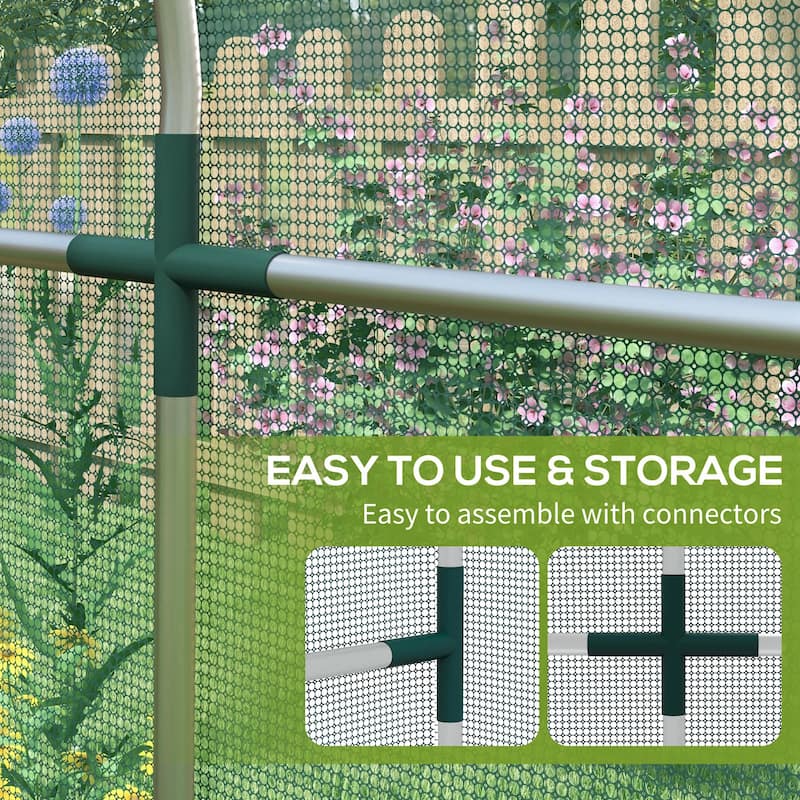 Outsunny 4' x 12' Crop Cage, Plant Protection Tent with Zippered Door and Galvanized Steel Frame, Fruit Cage Netting Cover