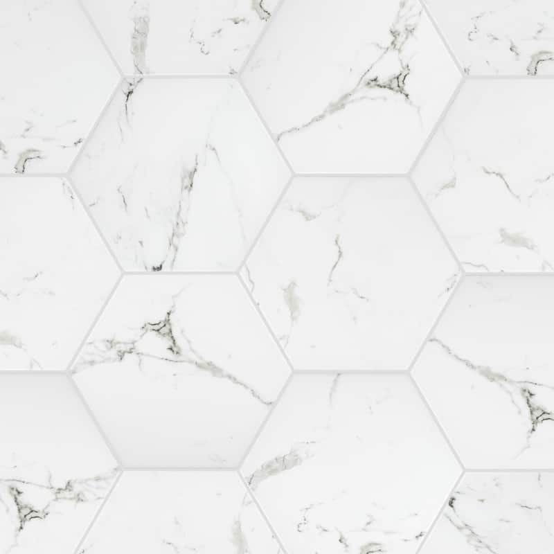 Merola Tile Timeless Calacatta Hex 8-5/8" x 9-7/8" Porcelain Floor and Wall Tile