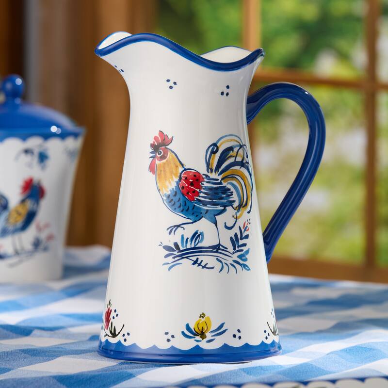 Certified International French Rooster 96 oz. Pitcher - 8.50"L x 6.50"W x 11.25"H