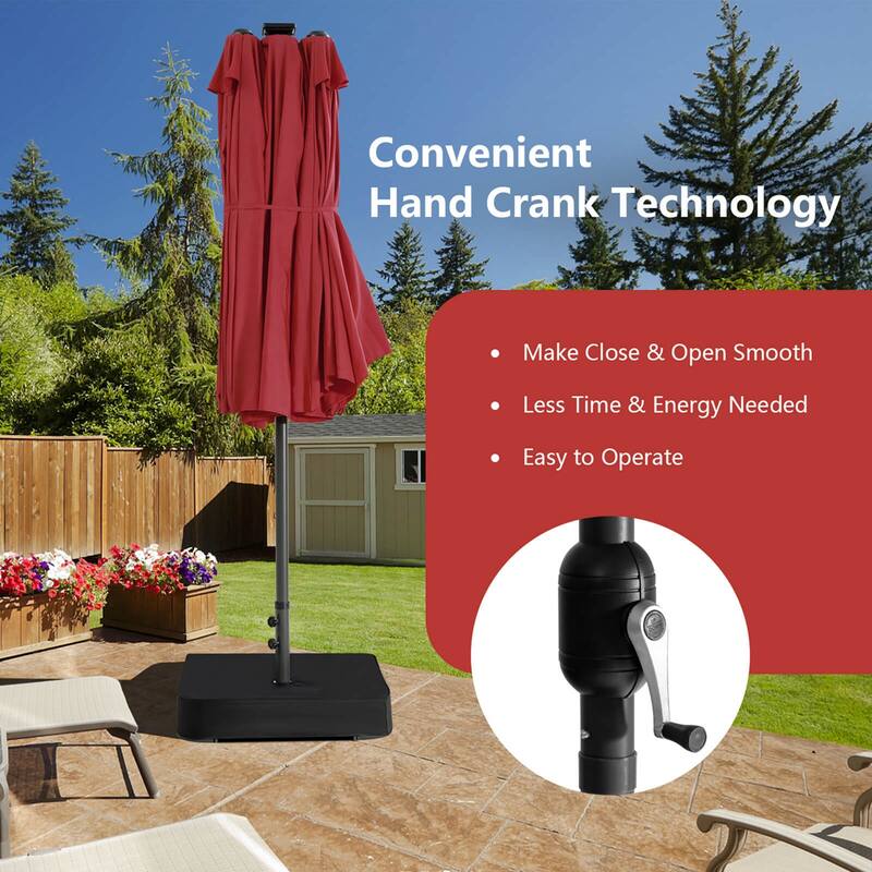 Costway 11 PCS Patio Dining Set with 15ft Double-Sided Patio Umbrella