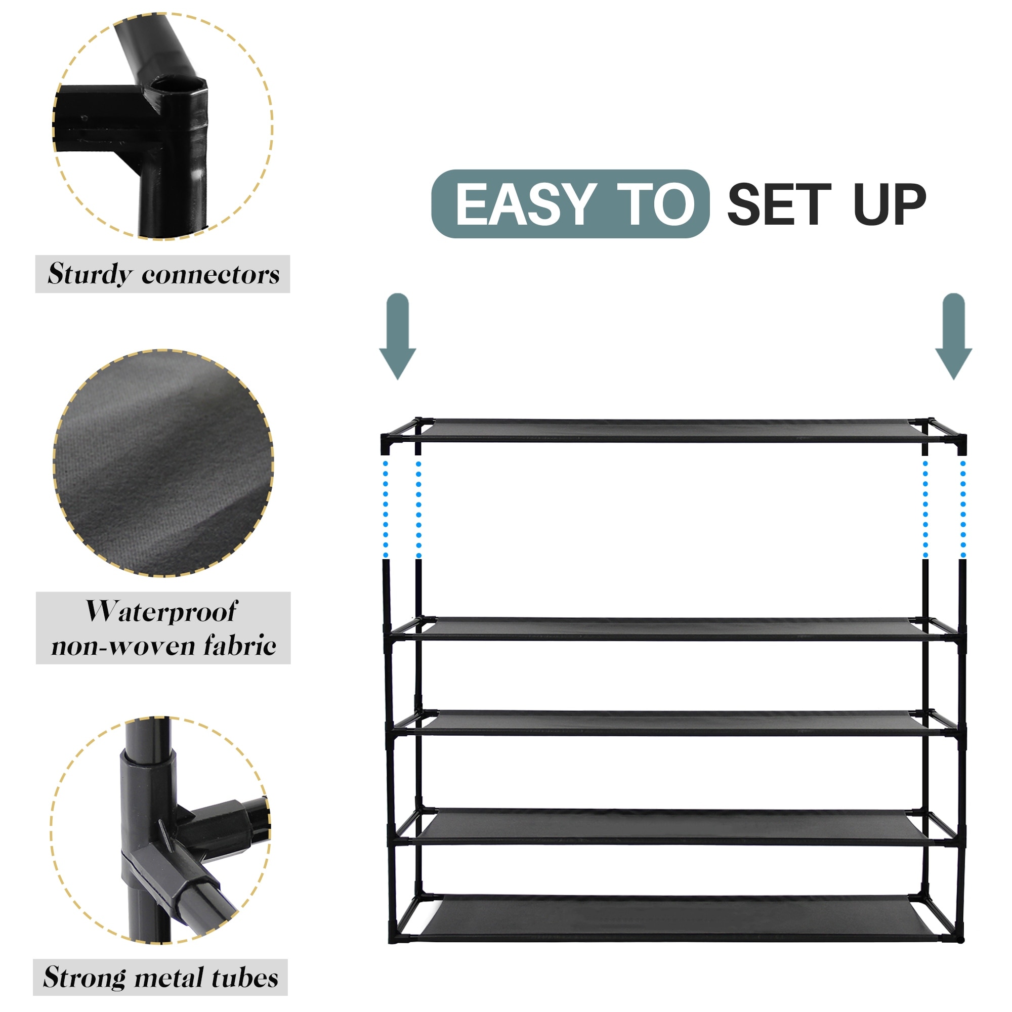 8 Tier Shoe Rack Waterproof Fabric Shoe Organizer Tower Storage Shelf - Bed  Bath & Beyond - 31965943