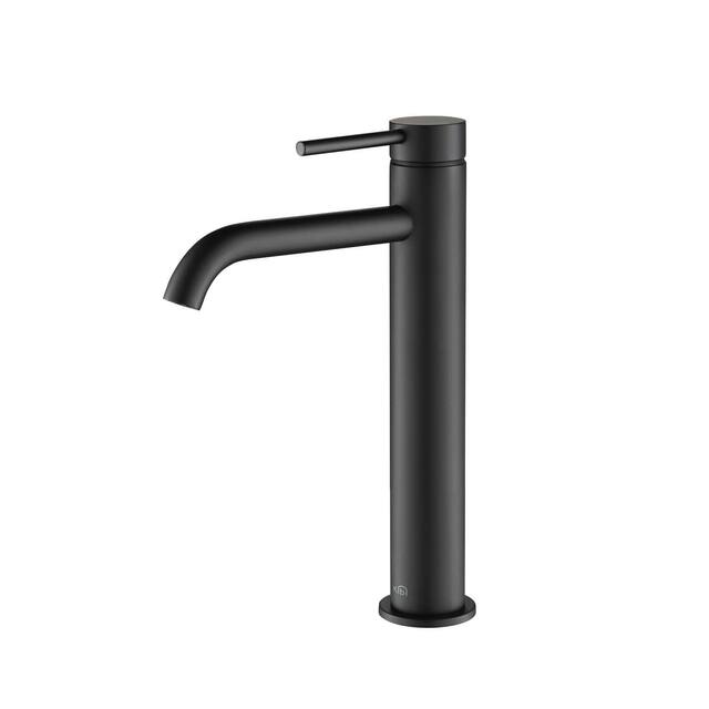 Luxury Solid Brass Single Hole Bathroom Vessel Sink Faucet - Matte Black