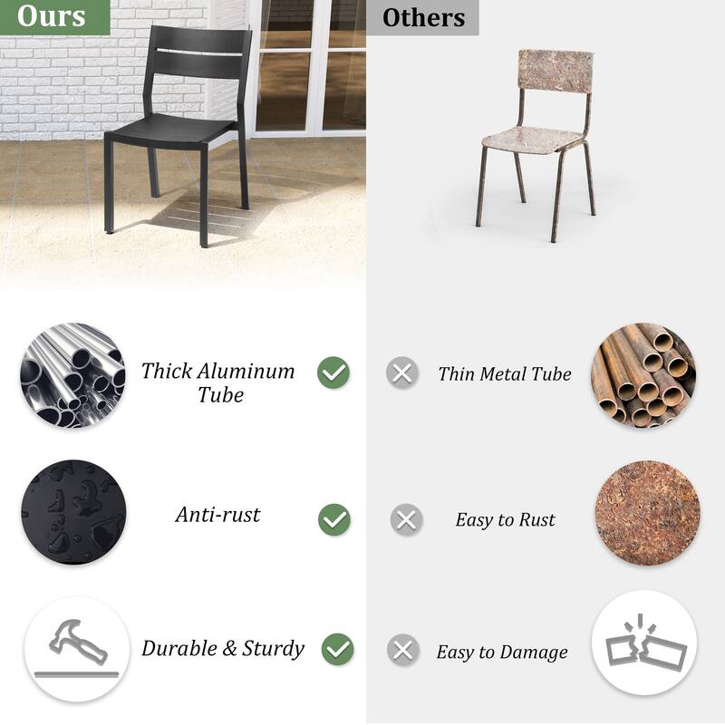 11PC Patio Outdoor Dining Set All-Aluminum Umbrella Hole Table wiht Stackable Chairs