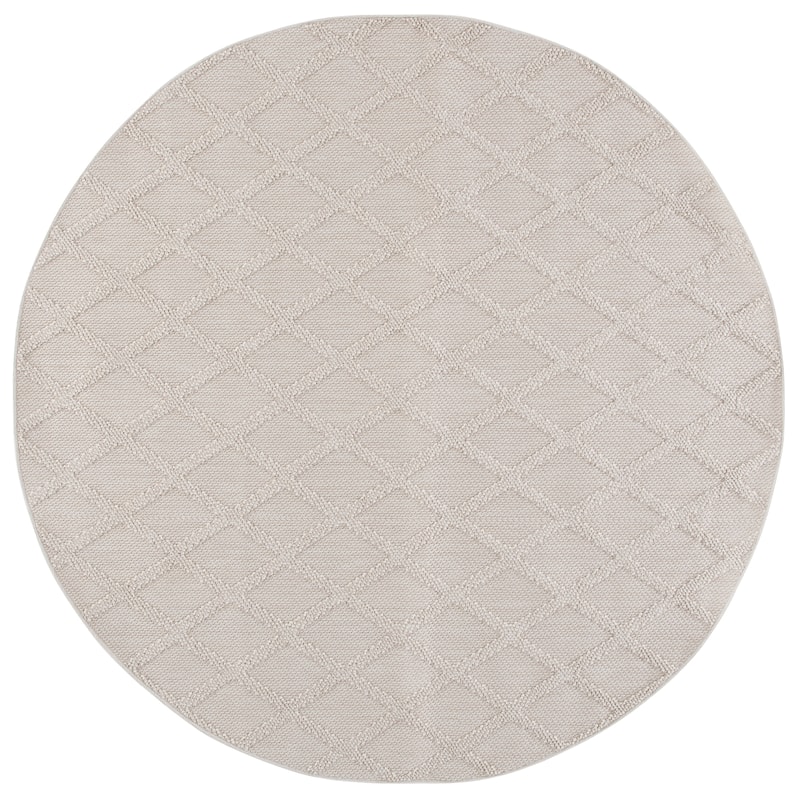 SAFAVIEH Highland Inesa Trellis Rug - 6'7" Round - Light Beige/Ivory