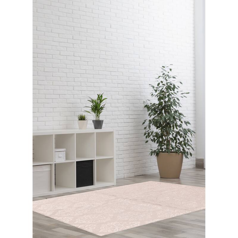 ECARPETGALLERY Hand Loomed Elysian Light Grey Viscose, Wool Rug - 5'0 x 8'0