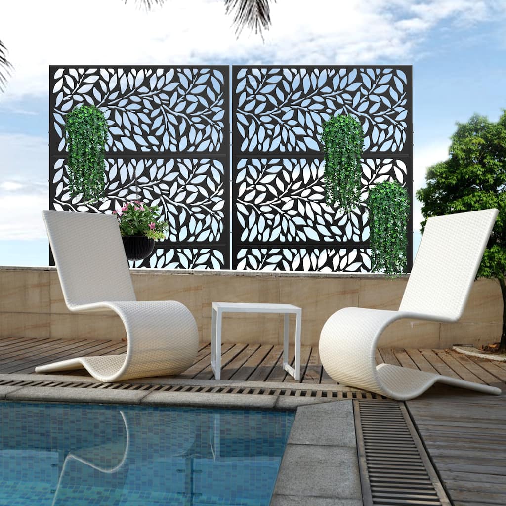 Lirago Metal Privacy Screen Wall Decoration Free Standing-6.3 ft. H X 4 ft. W