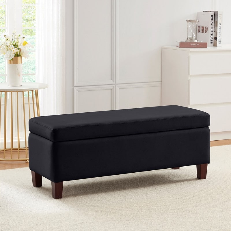 Hamilton Upholstered Rectangle Storage Ottoman with Hinge Lid - 40" x 15" x 16"