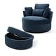 preview thumbnail 172 of 198, 41" W Oversized Accent Barrel Swivel Chair with Moon Storage Ottoman