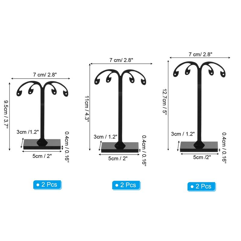 Earring Display Stand,6pcs Acrylic Earring Holder Earring Stands M - Black