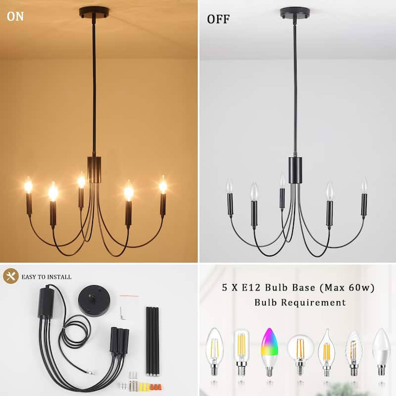5-Light 23.62 in. Classic Chandelier for Kitchen Living Room