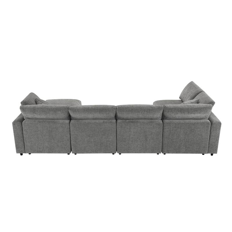 Modular Sectional Cloud Sofa, 6 Seat Chenille Sectional Couch Set