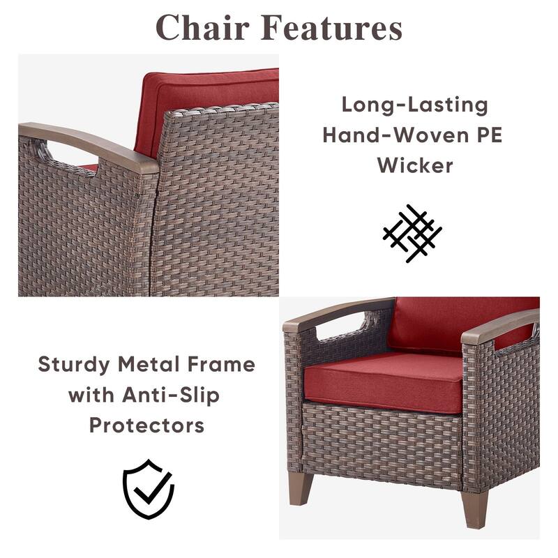 Pocassy Outdoor Patio Sofa Chair Ottoman Table Furniture Set