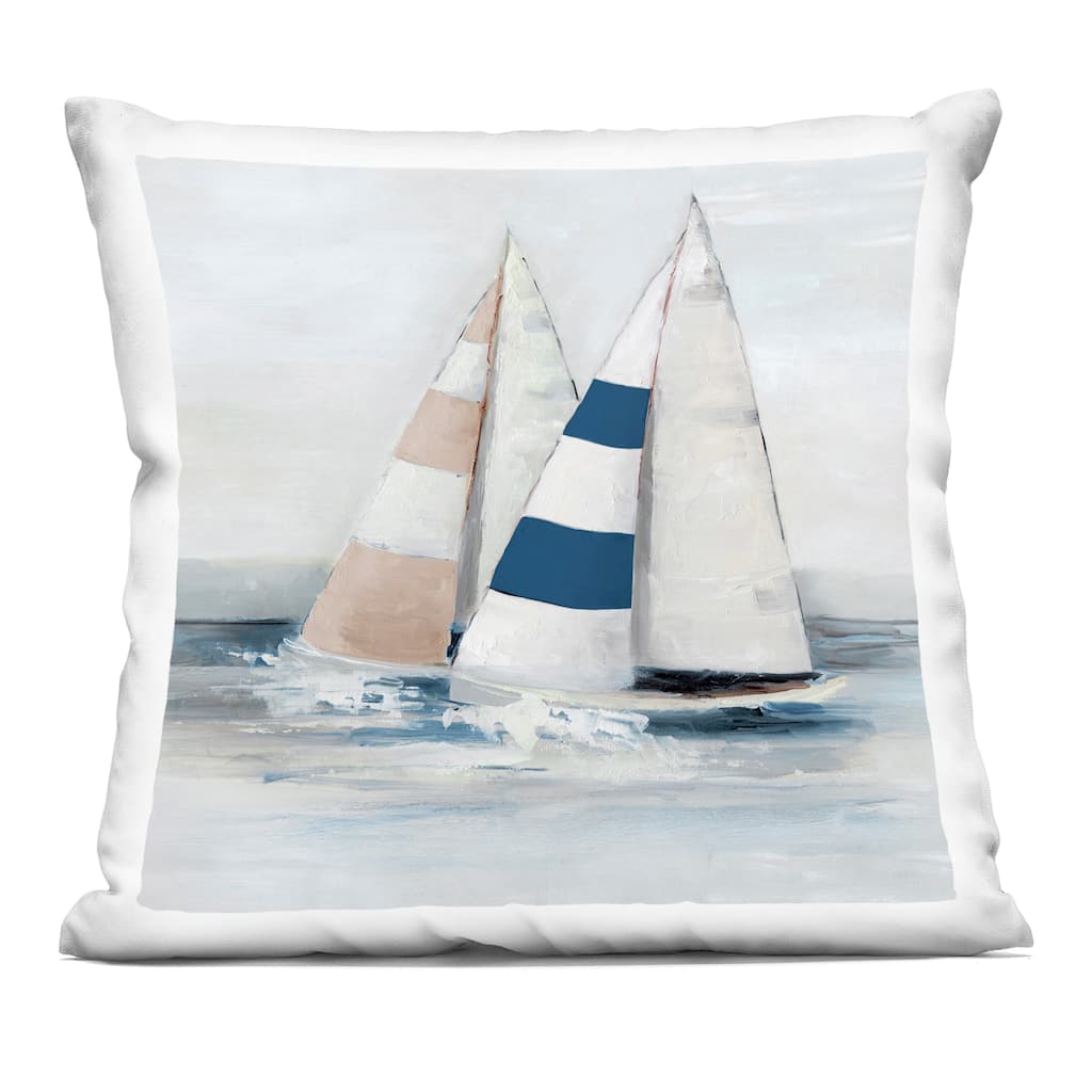Stupell Striped Sailboat Duo Decorative Printed Throw Pillow Design by Sally Swatland