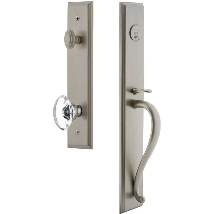 Grandeur Carre Solid Brass Rose Dummy "S" Grip Handleset with Provence - Satin Nickel