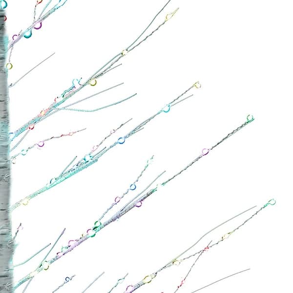 dimension image slide 1 of 2, Kurt Adler 4-Foot Pre-Lit RGB Fairy LED White Birch Tree