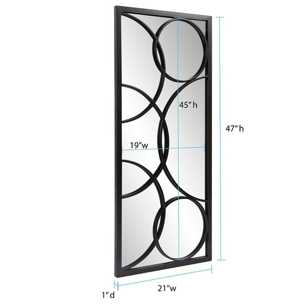 Allan Andrews Rectangular Metal Framed Black Wall Mirror with Circular Overlays - 47"H x 21"W