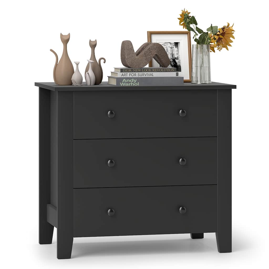 Gymax 3-drawer Dresser w/ Convenient Handles Smooth Slide Rails Accent