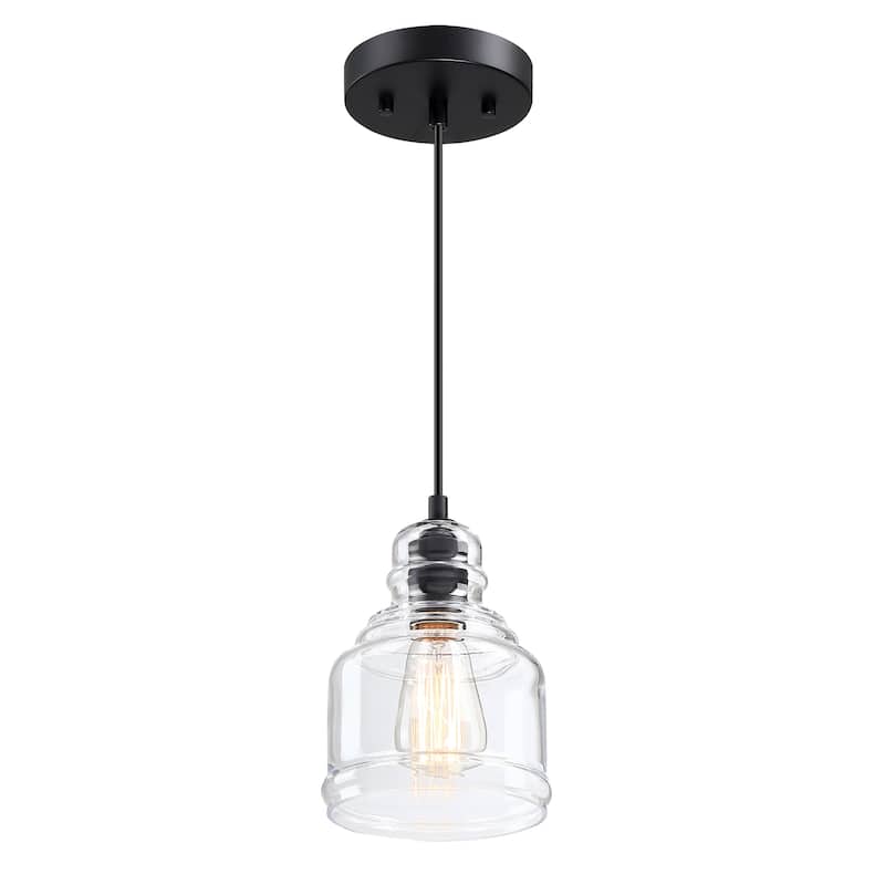 1-Light 70-in Matte Black Mini Pendant Light With Clear Glass Shade