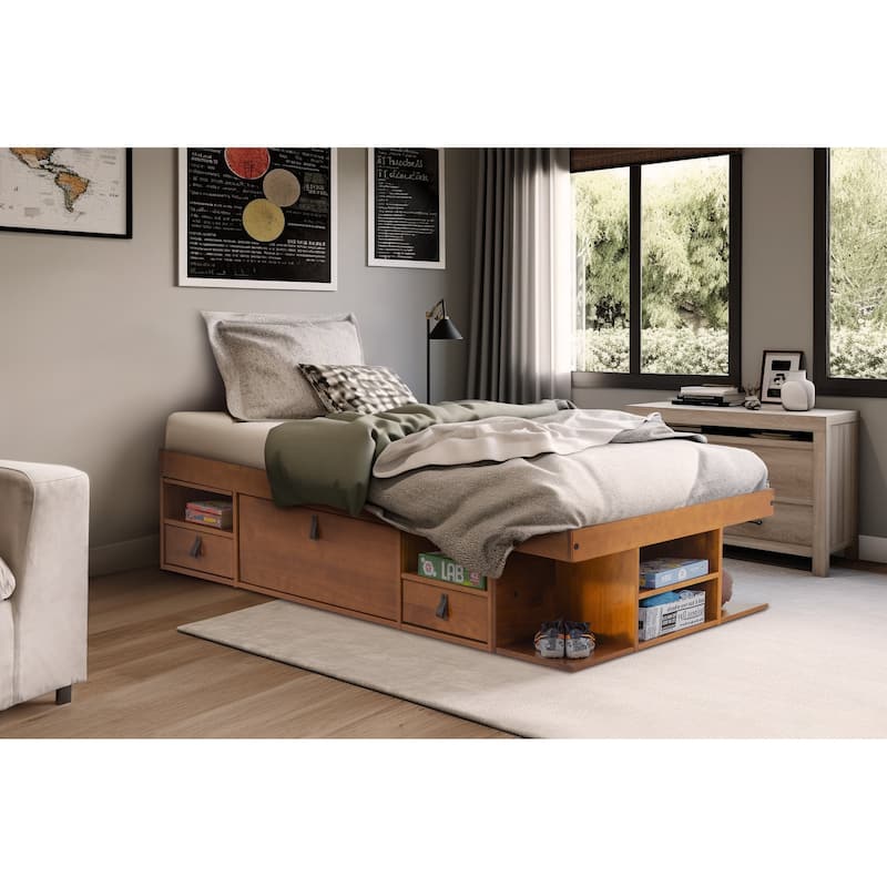 Copper Grove Rivne Storage Platform Bed with Drawers and Shelves