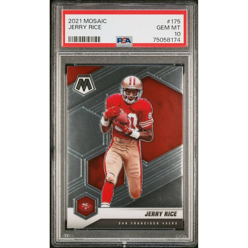 Jerry Rice 2021 Panini Mosaic Football Card #175 Graded PSA 10 - 8'6" x 11'6"