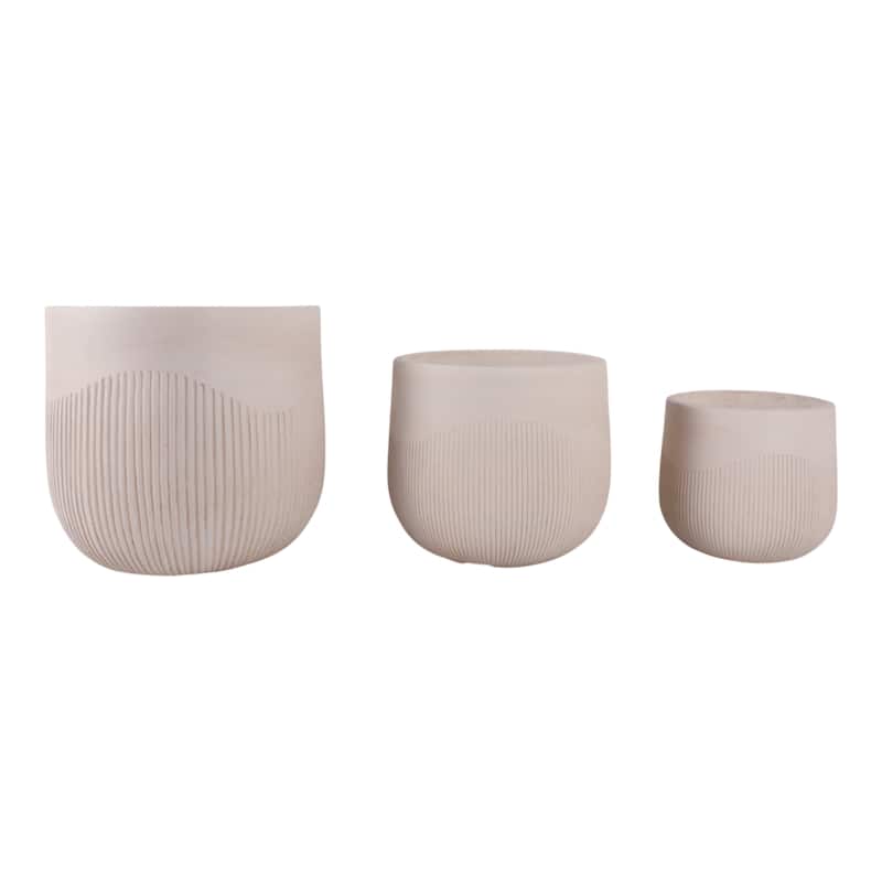 Polyresin Planter Carved Sculptural Design Minimalist Style (Set of 3)