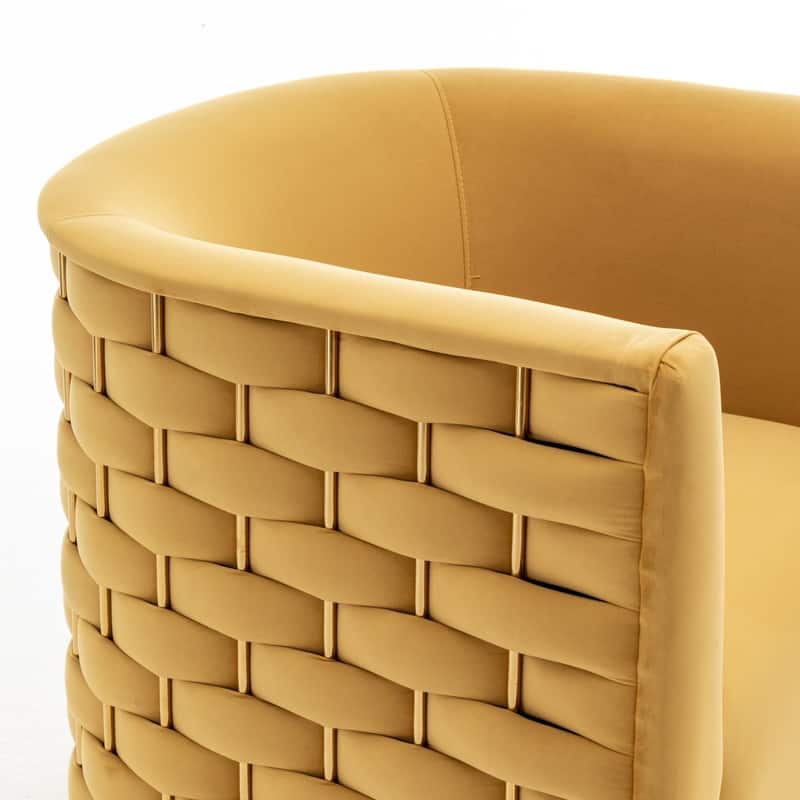 Modern Glam Velvet Upholstered 360 Degree Swivel Barrel Chair