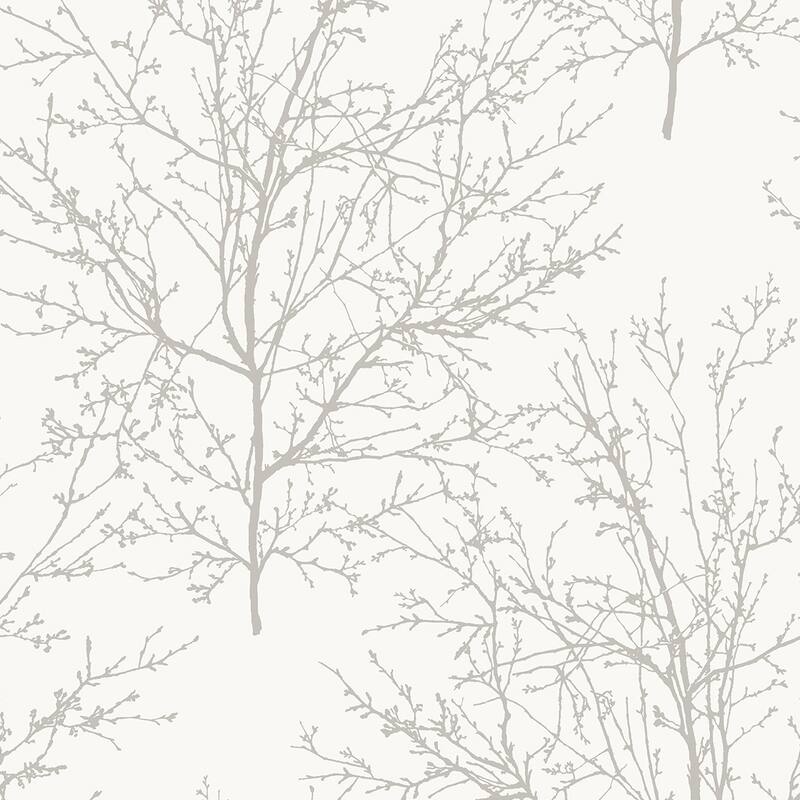 Seabrook Designs Winter Branches Non-Woven Unpasted Wallpaper - 20.9 in. W x 33 ft. L - 20.9 in. W x 33 ft. L - Pearl Grey