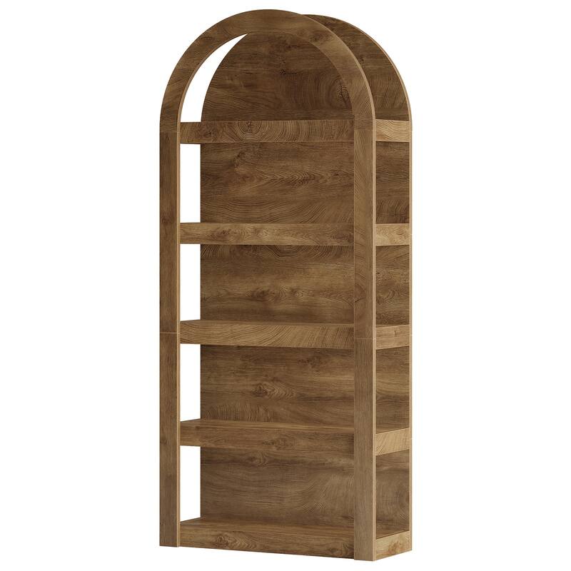 Arched Bookshelf, 71" Tall Bookcase Arch-Shaped Racks, Wooden Display Shelves for Living Room, Bedroom, Home Office