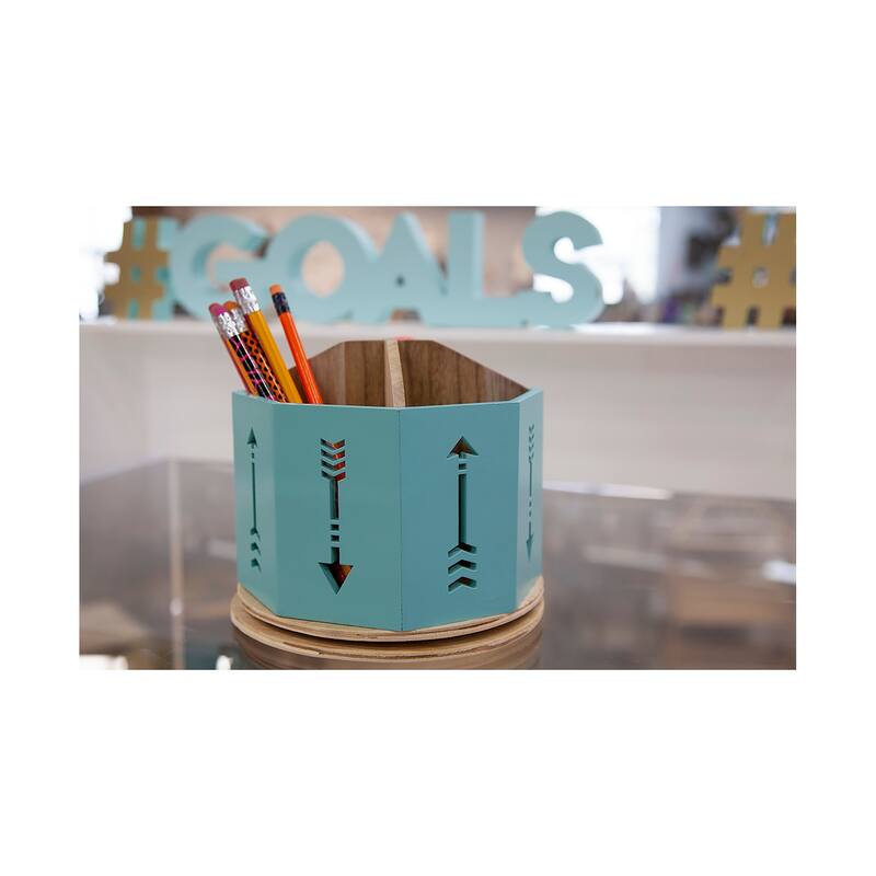 DesignStyles 4 Compartment Spinning Desktop Organizer / Rotating Pen and Pencil Cup and Sorter