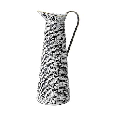Black And White Textured Jug Vase