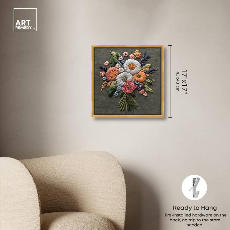 Stitched Bloom Bouquet II Canvas by Art Remedy