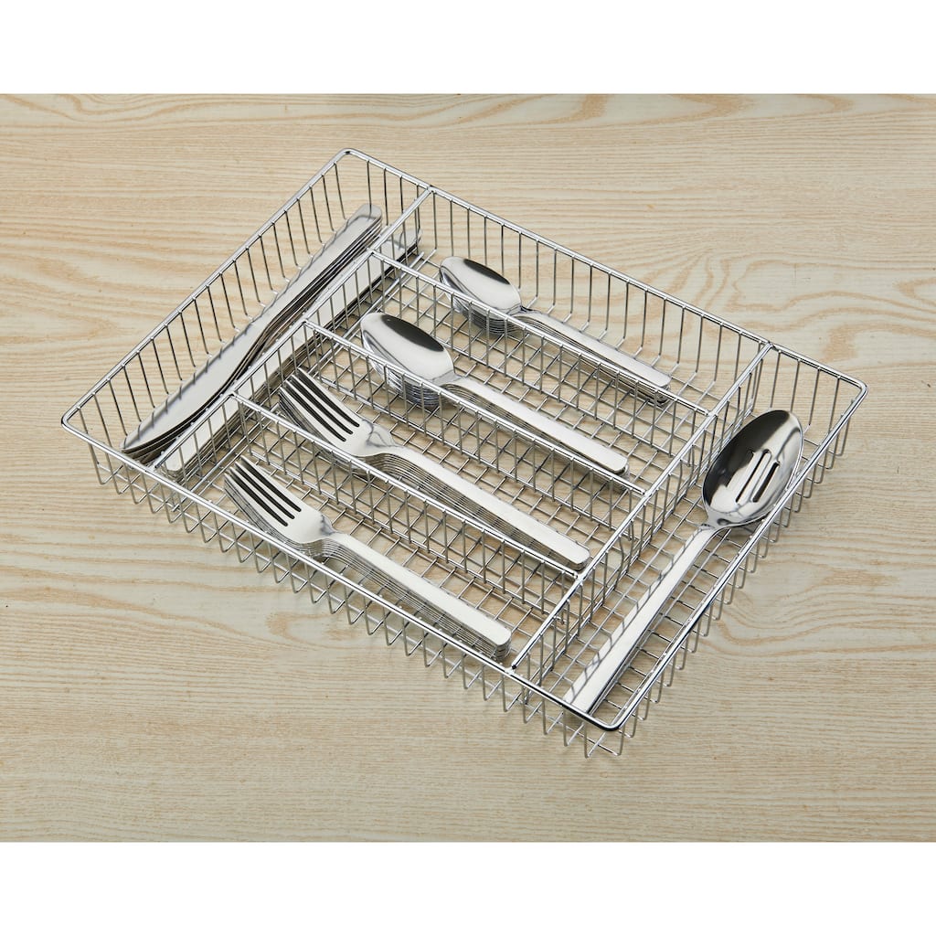 Ornative ANAKIN 18/0 Stainless Steel Silver 42 Pieces Flatware Set with Buffet - 10.71" H x 14.37" W x 1.77" D