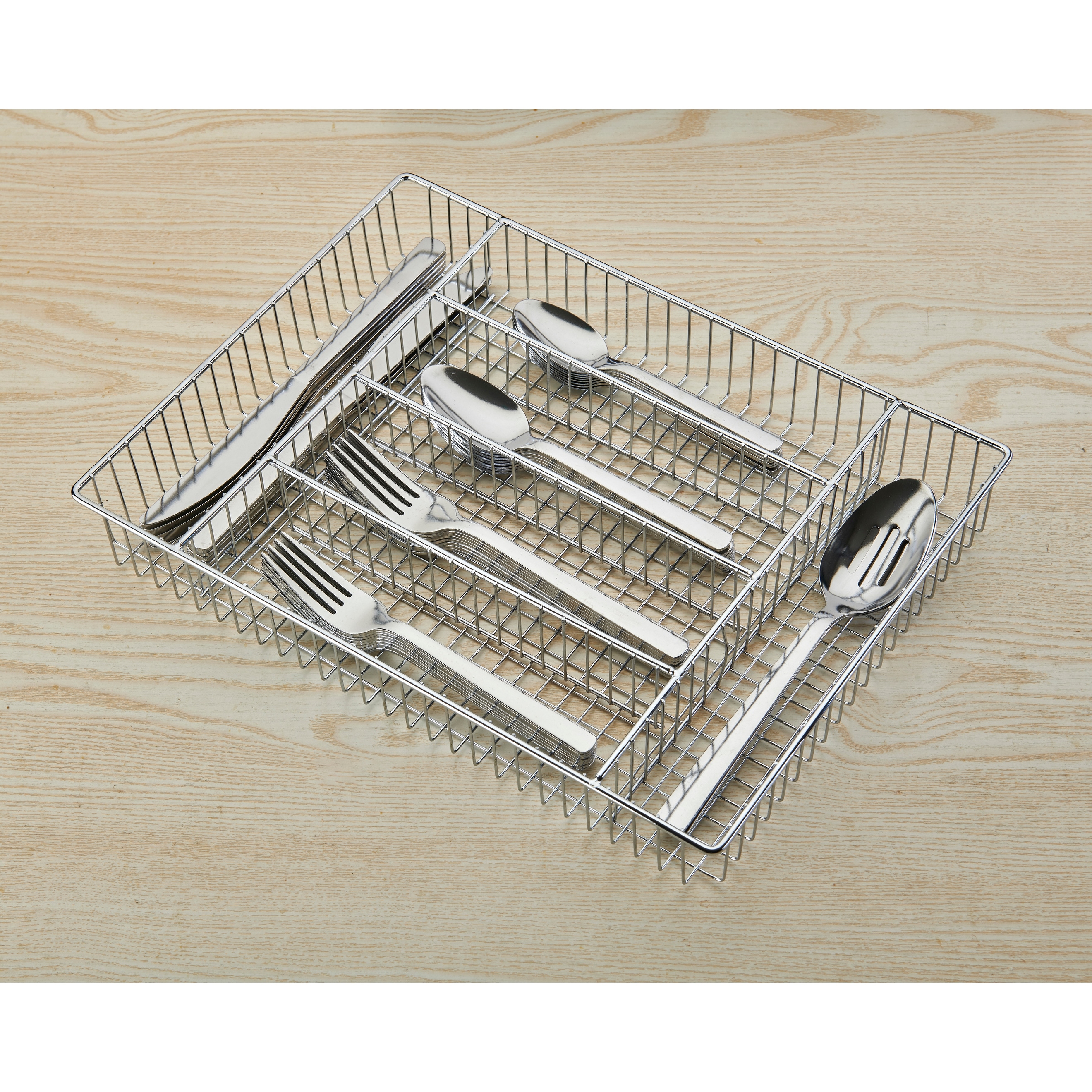 Ornative ANAKIN 18/0 Stainless Steel Silver 42 Pieces Flatware Set with Buffet - 10.71" H x 14.37" W x 1.77" D