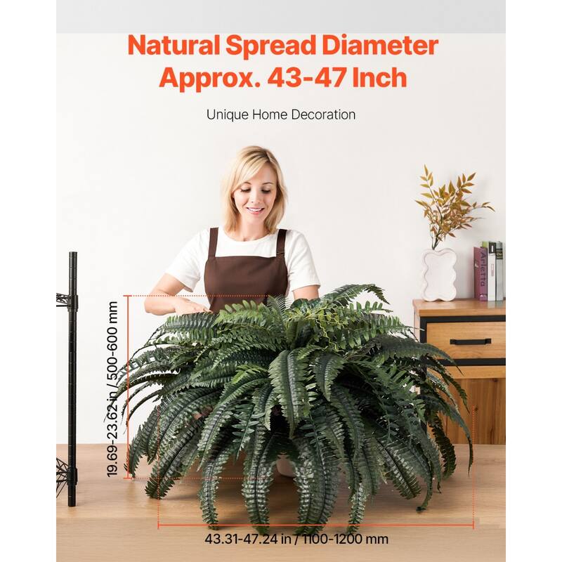 Green Artificial Silk Fabric Large Boston Fern Plant with Lush Branches