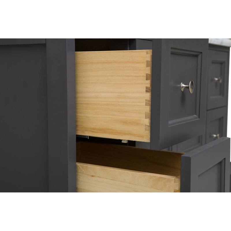 KitchenBathCollection Madison 48" Bathroom Vanity with Carrara Marble Top