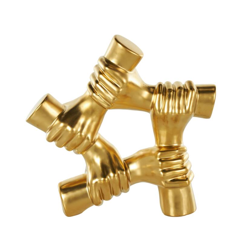 Gold Ceramic Gripping Hands Decorative Sculpture