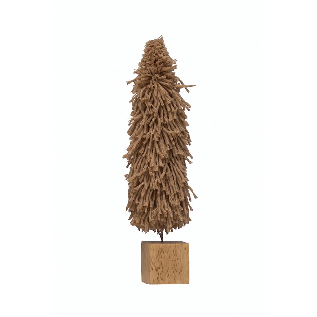 Fabric Yarn Tree with Wood Block Base