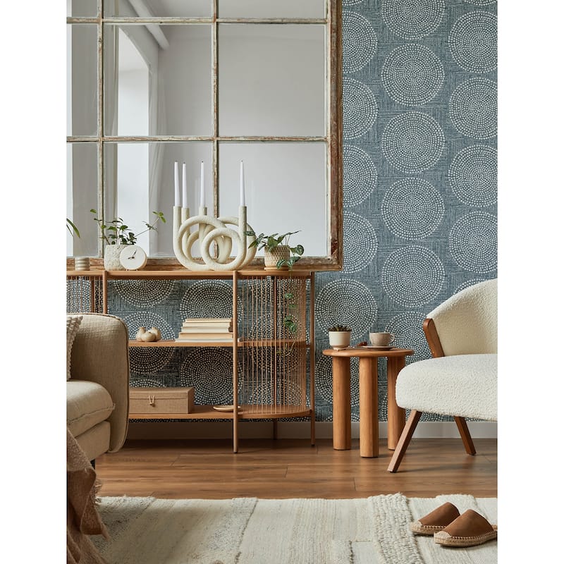 A-Street Prints Salma Denim Medallion Wallpaper